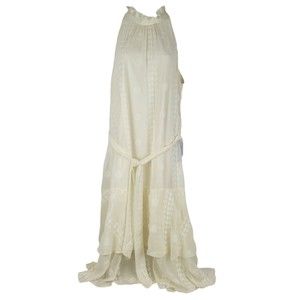 Cooper St Sleeveless Halter Dress Ivory Lace Lined Tie Belt Boho Midi sz 10 NWT